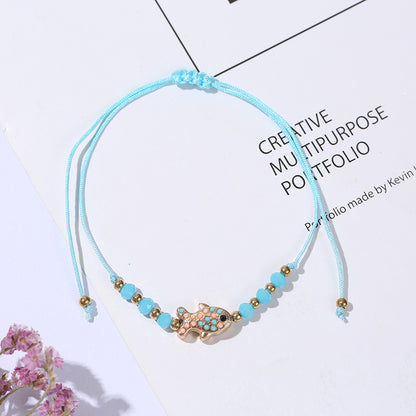 Fashion Fish Artificial Crystal Alloy Rope Knitting Women's Bracelets