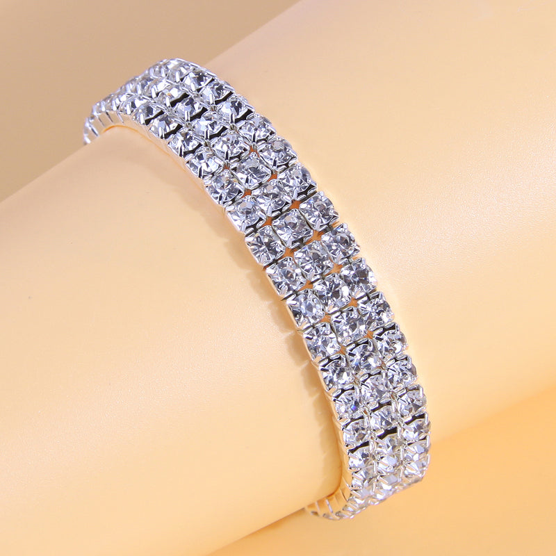 1 Piece Simple Style Square Ferroalloy Inlay Rhinestones Women's Bracelets