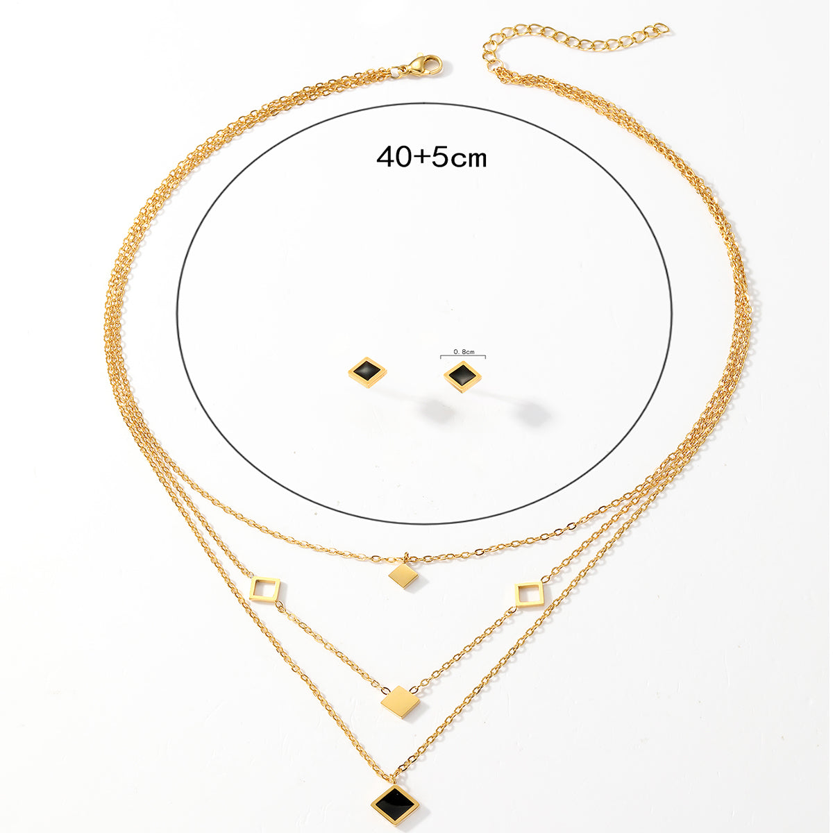 1 Set Fashion Round Square Tree Stainless Steel Plating Inlay Artificial Diamond 18k Gold Plated Women's Earrings Necklace