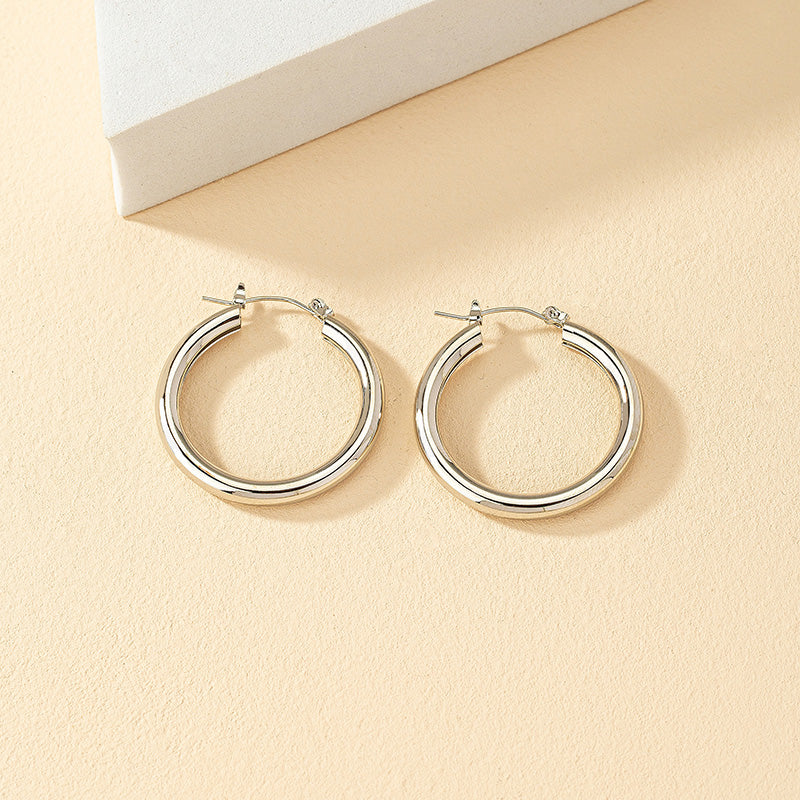 1 Pair Fashion Round Plating Alloy Hoop Earrings