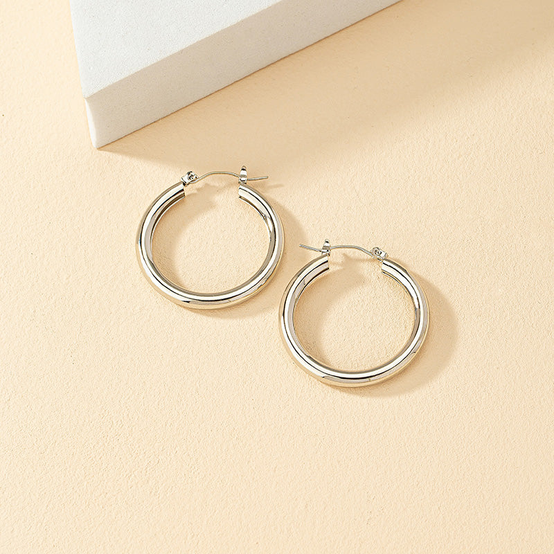 1 Pair Fashion Round Plating Alloy Hoop Earrings