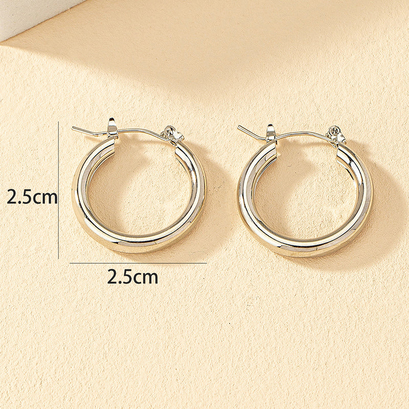 1 Pair Fashion Round Plating Alloy Hoop Earrings