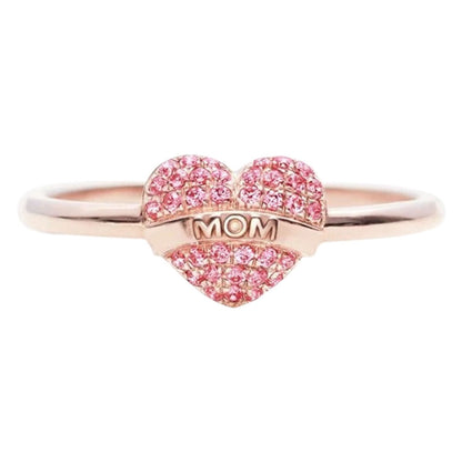 Mama Letter Heart Shape Alloy Plating Zircon Mother's Day Women's Open Ring