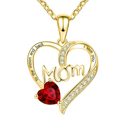 Mama Heart Shape Alloy Plating Artificial Diamond Mother's Day Women's Pendant Necklace