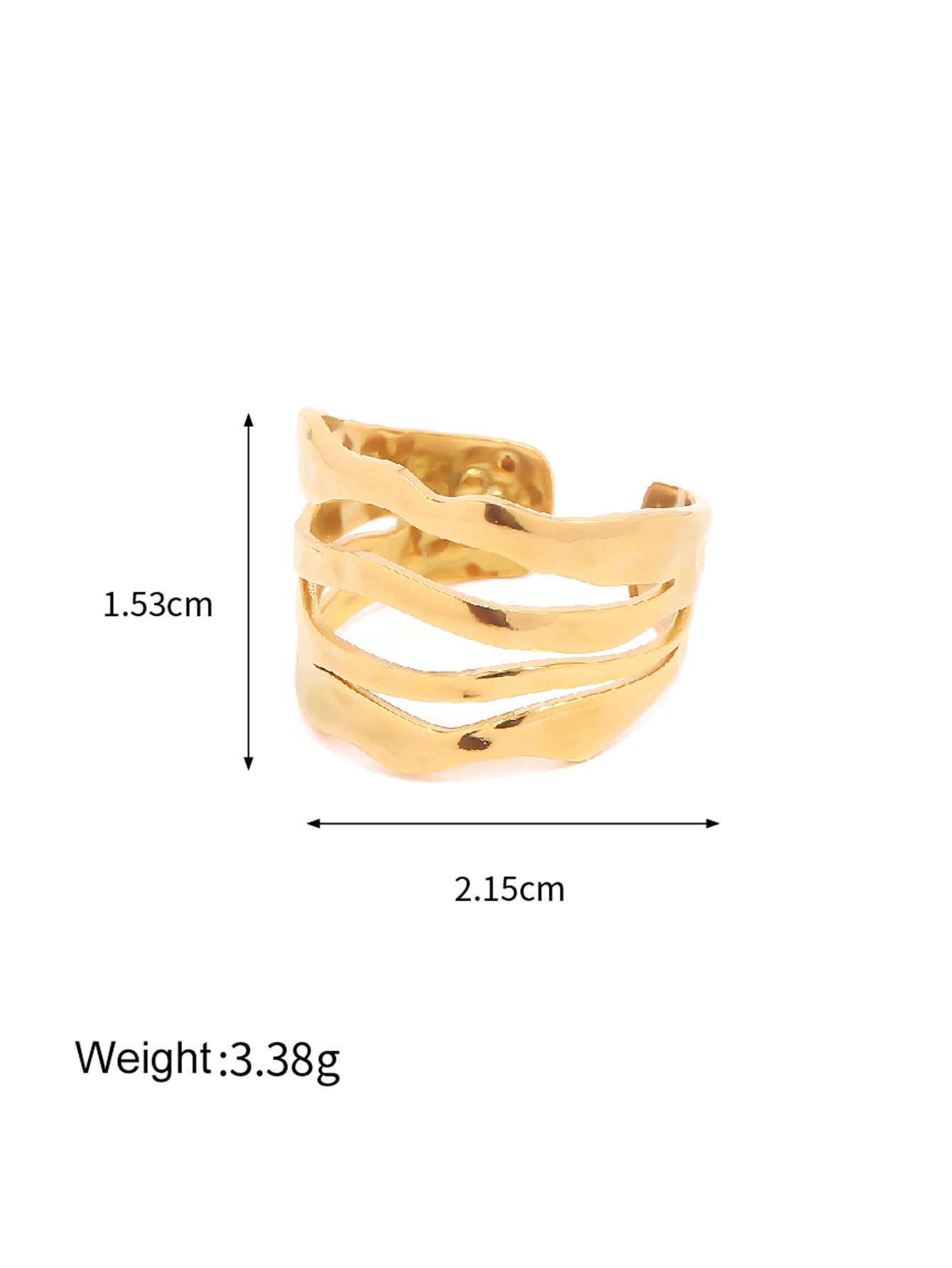 Ins Style Irregular Stainless Steel Plating 18k Gold Plated Open Ring