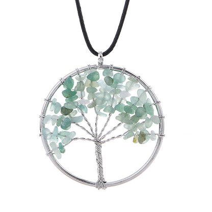 1 Piece Retro Leaf Natural Stone Crystal Handmade Pendant Necklace