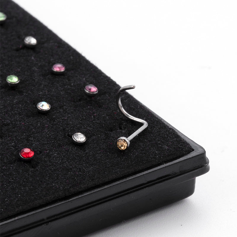 Simple Style Round Stainless Steel Inlay Zircon Nose Studs