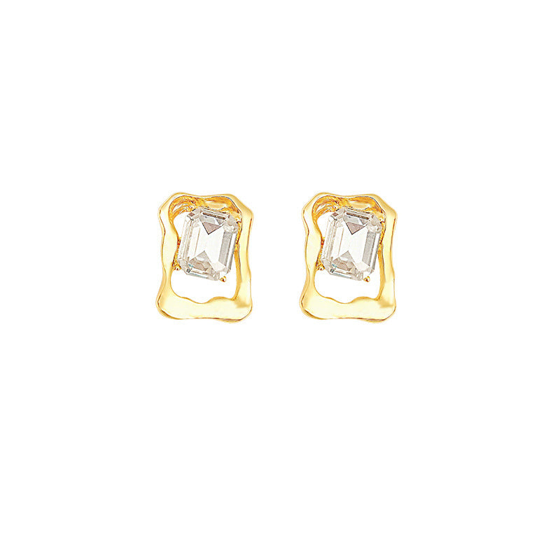 1 Pair Simple Style Square Alloy Inlay Rhinestones Women's Earrings