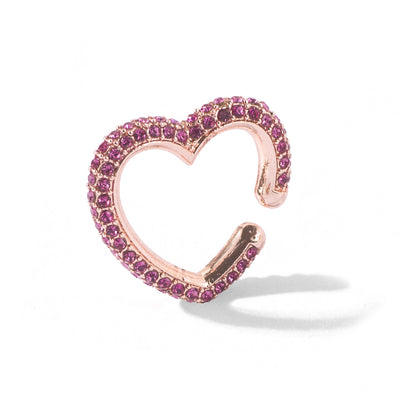 Wholesale Jewelry Fashion C Shape Pentagram Heart Shape Alloy Rhinestones Plating Inlay Ear Clips