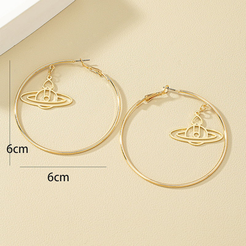 1 Pair Fashion Round Planet Alloy Plating Women's Hoop Earrings