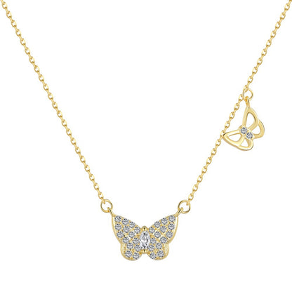 1 Piece Fashion Butterfly Sterling Silver Plating Inlay Zircon Necklace