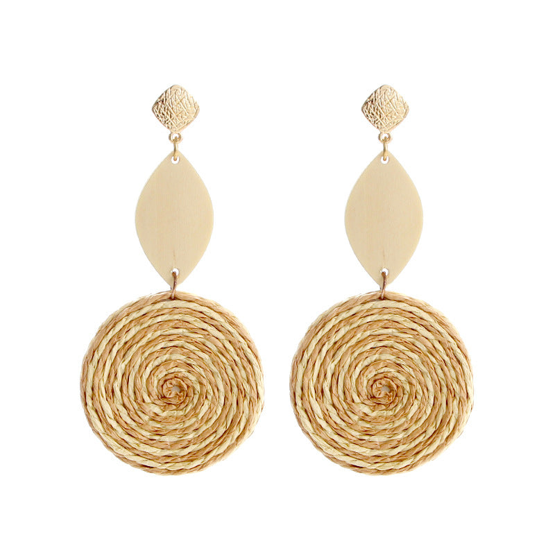 1 Pair Vacation Round Rattan Handmade Women's Drop Earrings