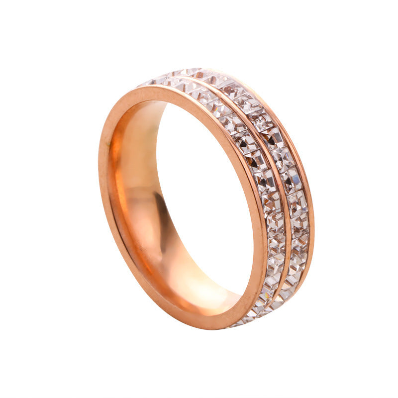 1 Piece Fashion Solid Color Titanium Steel Inlay Zircon Rings