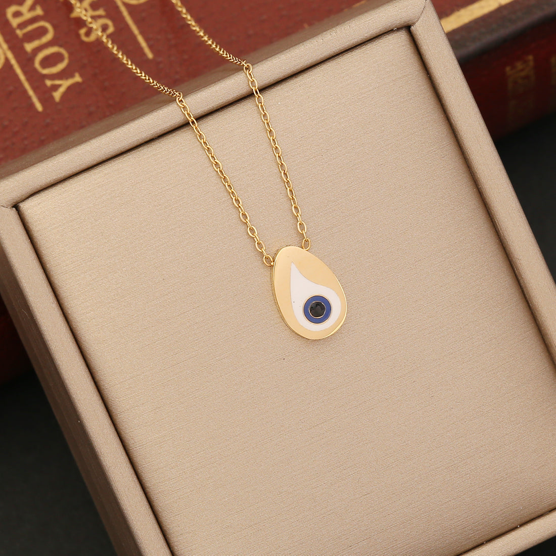 1 Piece Fashion Devil's Eye Stainless Steel Enamel Hollow Out Inlay Zircon Pendant Necklace