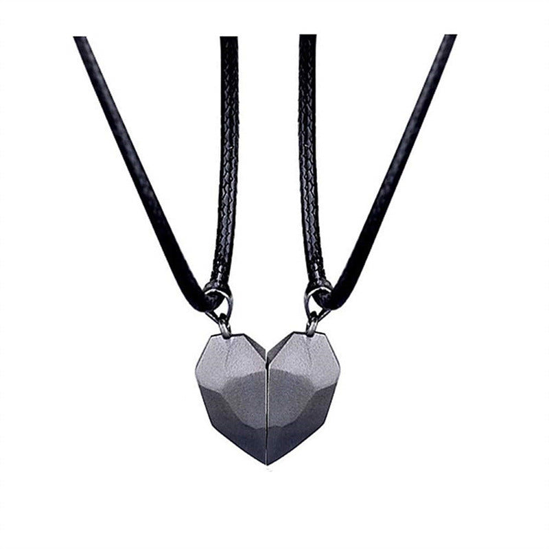 1 Set Simple Style Heart Shape Alloy Plating Couple Pendant Necklace