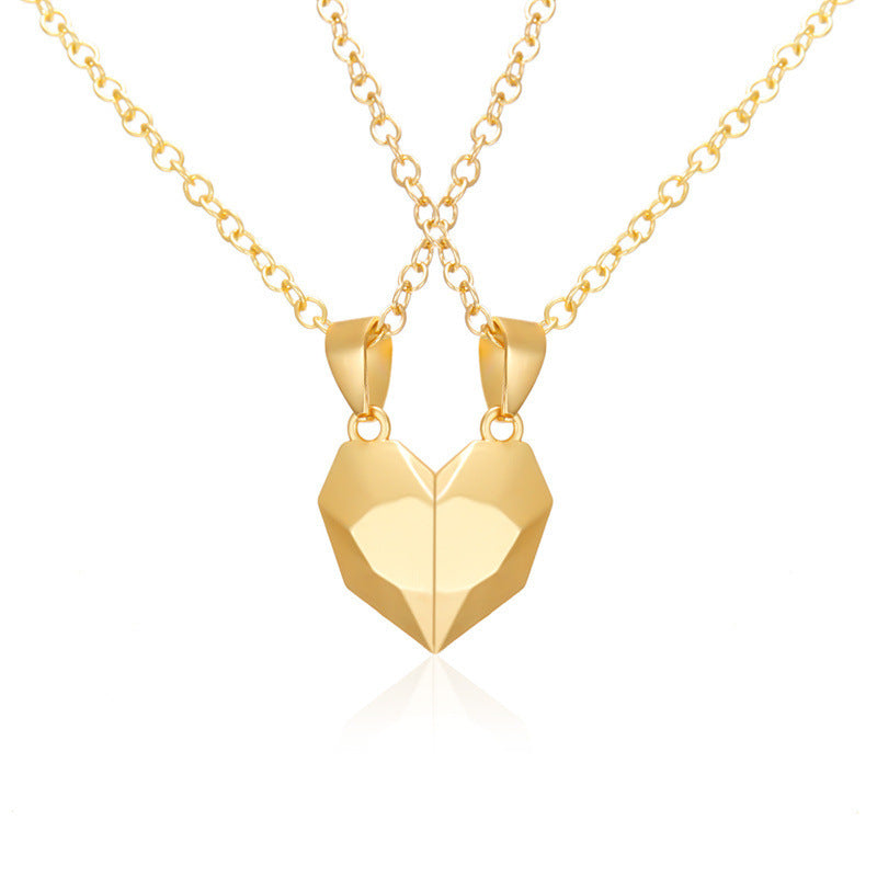 1 Set Simple Style Heart Shape Alloy Plating Couple Pendant Necklace