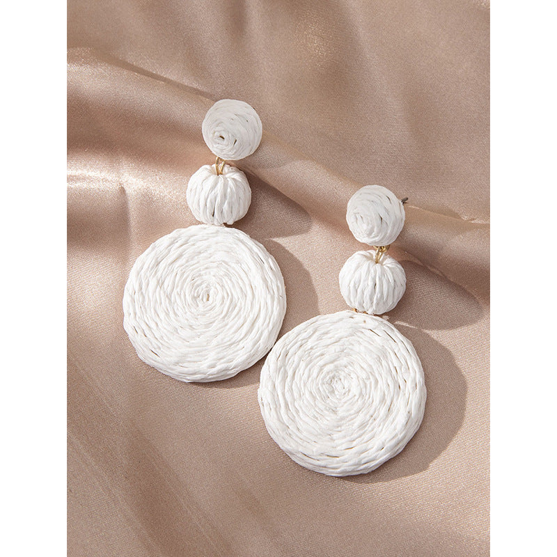 1 Pair Fashion Flower Rattan Handmade Women's Drop Earrings