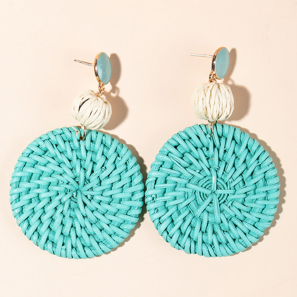 1 Pair Fashion Flower Rattan Handmade Women's Drop Earrings