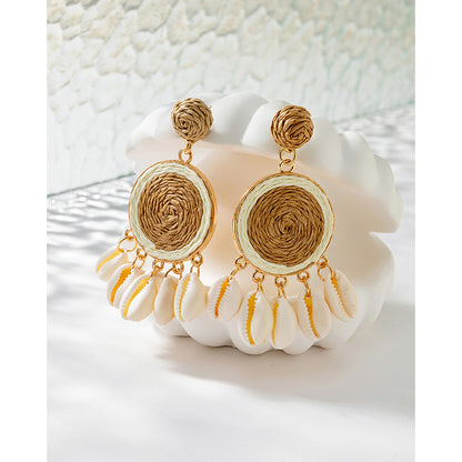 1 Pair Fashion Flower Rattan Handmade Women's Drop Earrings