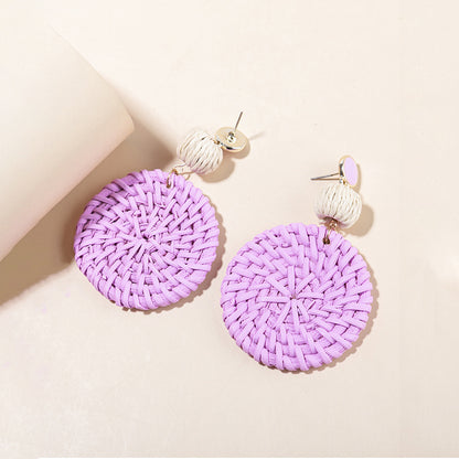 1 Pair Fashion Flower Rattan Handmade Women's Drop Earrings