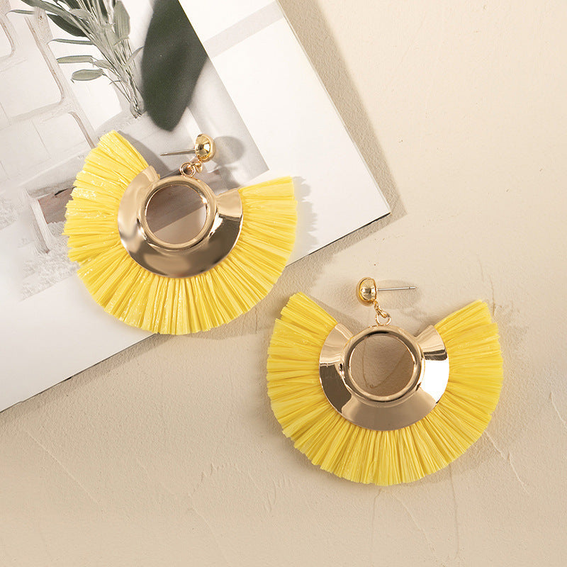 1 Pair Fashion Flower Rattan Handmade Women's Drop Earrings