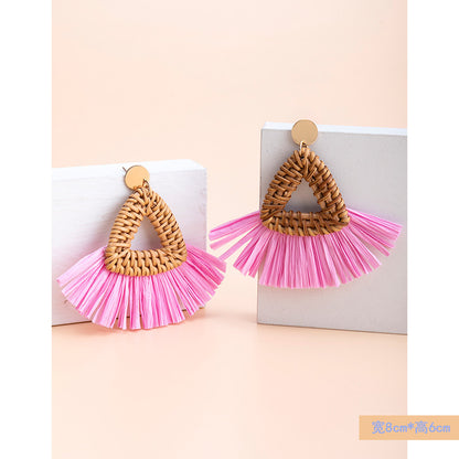 1 Pair Fashion Flower Rattan Handmade Women's Drop Earrings