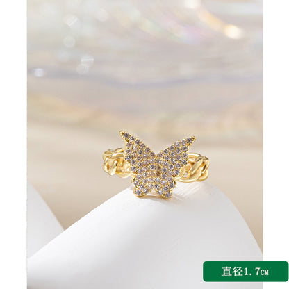 1 Piece Retro Heart Shape Flower Copper Inlay Zircon Open Ring