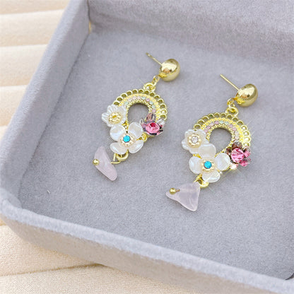 1 Pair Retro Heart Shape Flower Bow Knot Alloy Inlay Artificial Pearls Rhinestones Women's Earrings