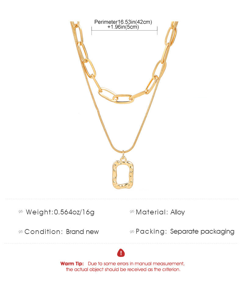 1 Piece Retro Square Alloy Plating 14k Gold Plated Women's Layered Necklaces