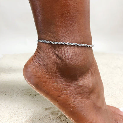 1 Piece Simple Style Twist Titanium Steel Women's Anklet