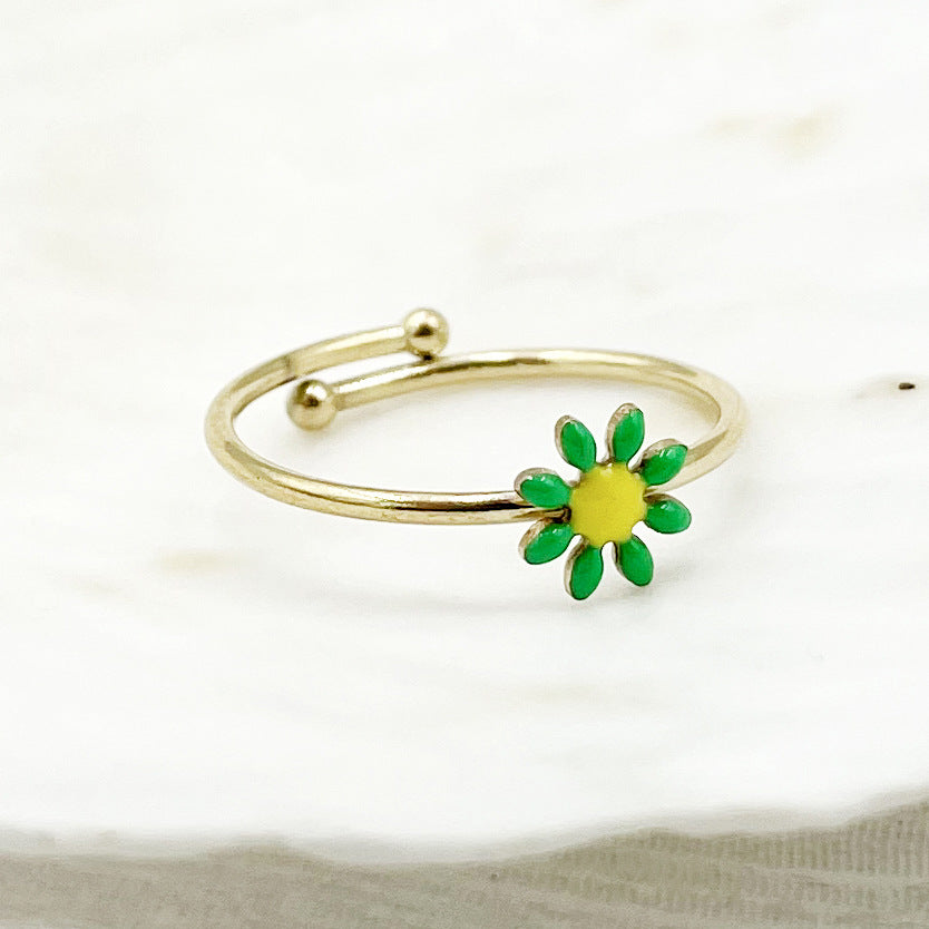 Simple Style Flower Stainless Steel Plating Open Ring