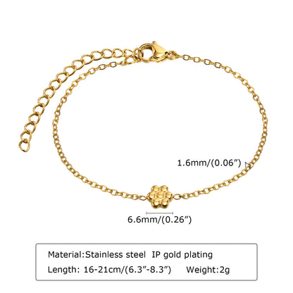 Ig Style Korean Style Round Heart Shape Flower Stainless Steel Plating Inlay Zircon 18k Gold Plated Bracelets