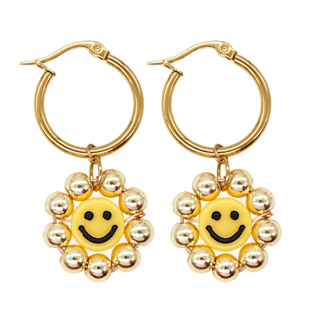 1 Pair Fashion Geometric Smiley Face Metal Plating Women's Hoop Earrings