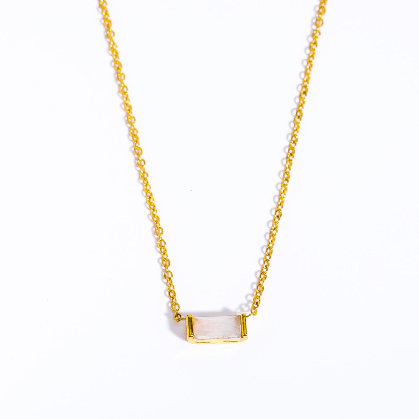 Wholesale Simple Style Classic Style Geometric Rectangle Stainless Steel Plating Inlay Gold Plated Zircon Pendant Necklace