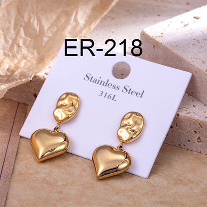 1 Pair Fashion Heart Shape Stainless Steel Plating Drop Earrings Ear Studs