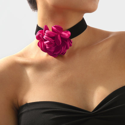 Lady Flower Petal Cloth Women's Choker