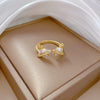 Fashion Heart Shape Brass Enamel Zircon Open Ring