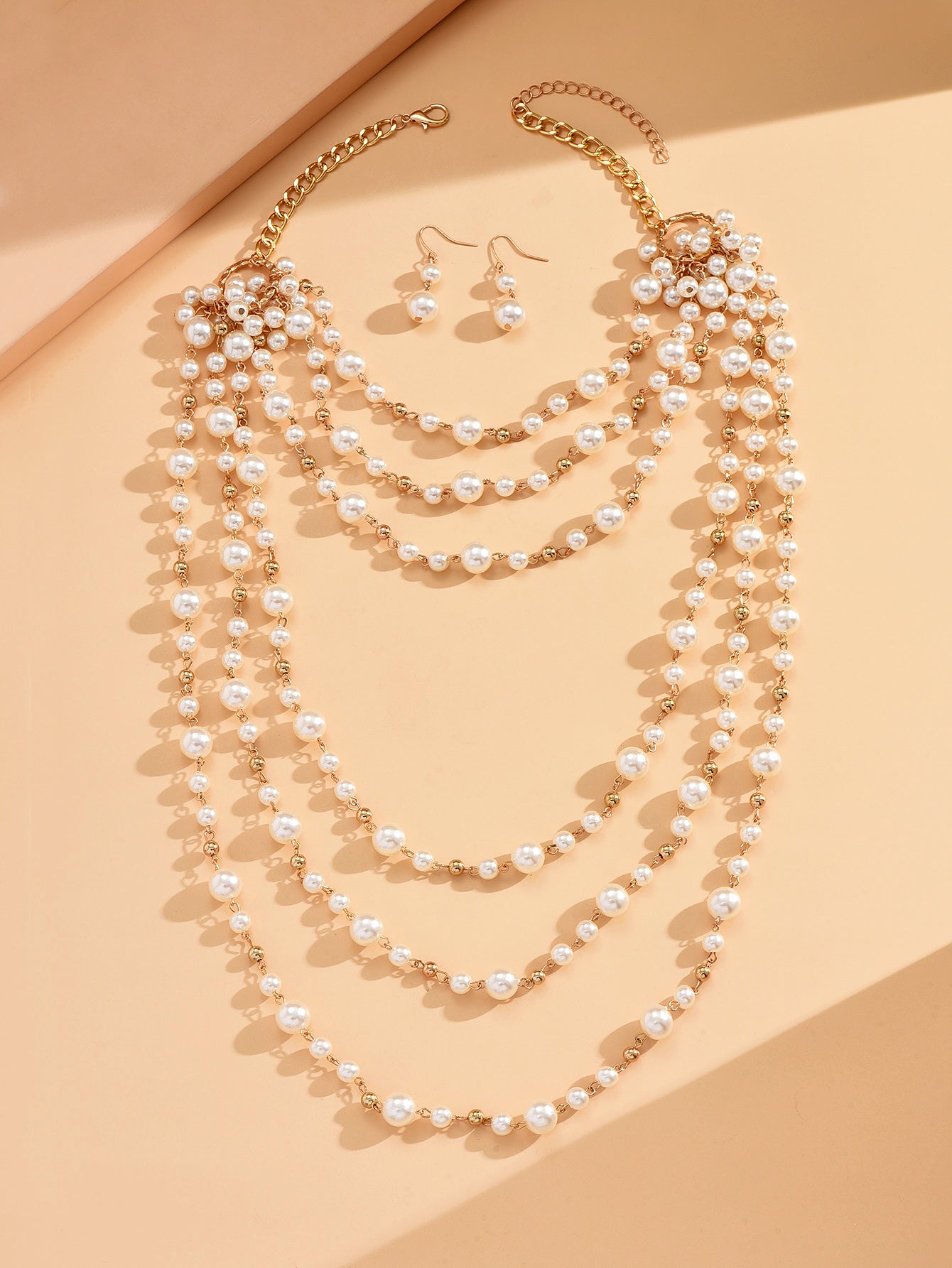 1 Set Fashion Beads Imitation Pearl Alloy Beaded Women's Necklace