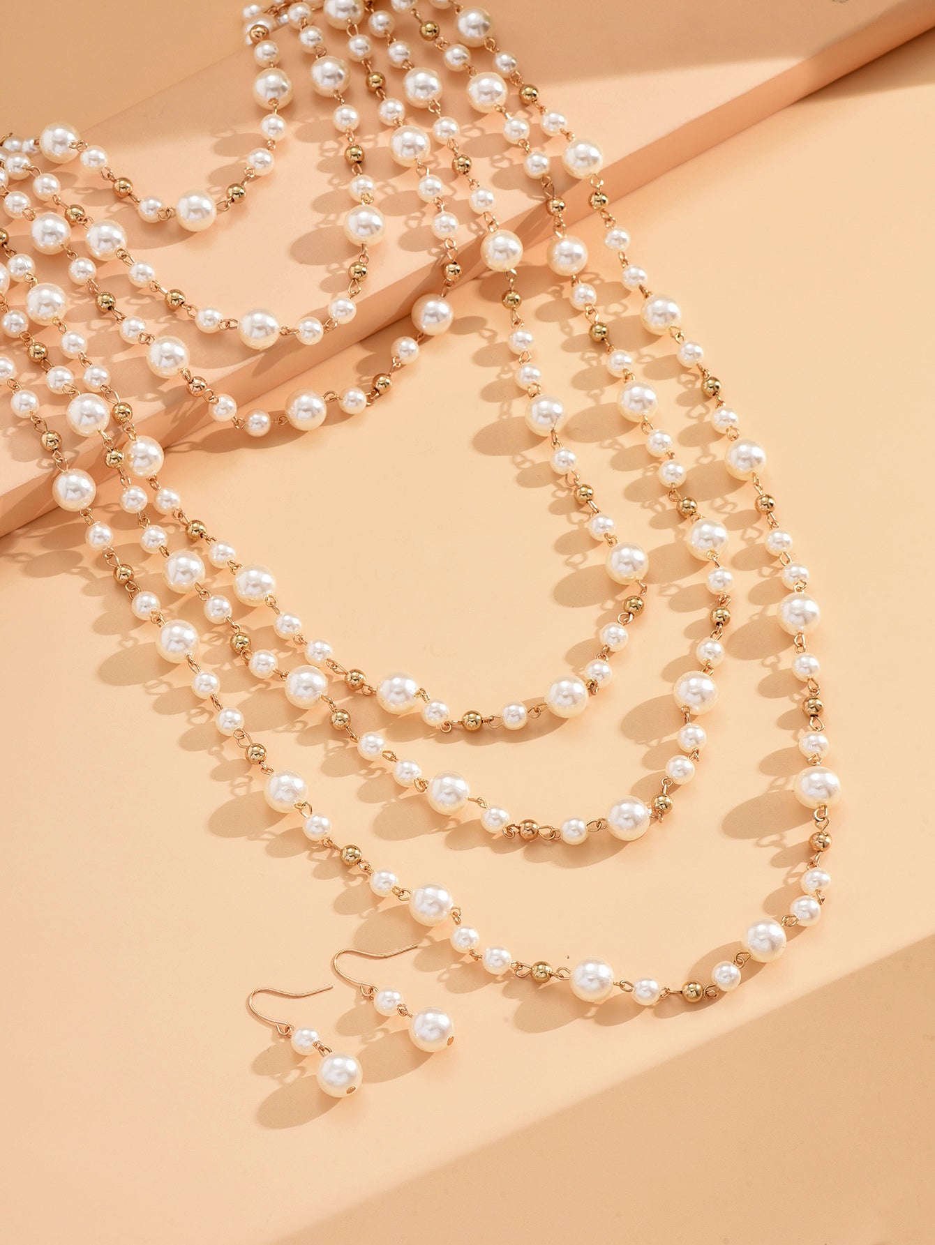 1 Set Fashion Beads Imitation Pearl Alloy Beaded Women's Necklace