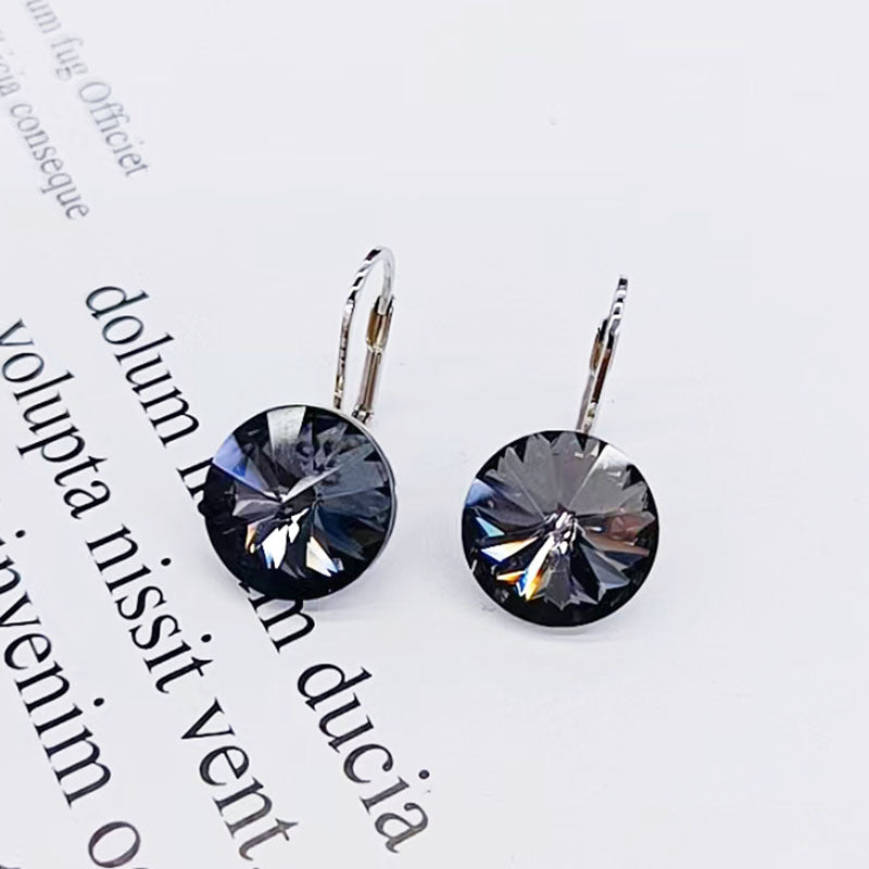 1 Pair Fashion Round Alloy Austrian Crystal Women's Drop Earrings