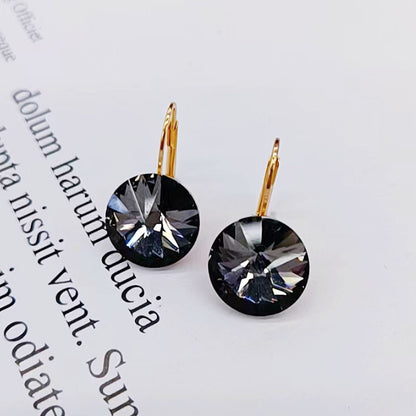 1 Pair Fashion Round Alloy Austrian Crystal Women's Drop Earrings