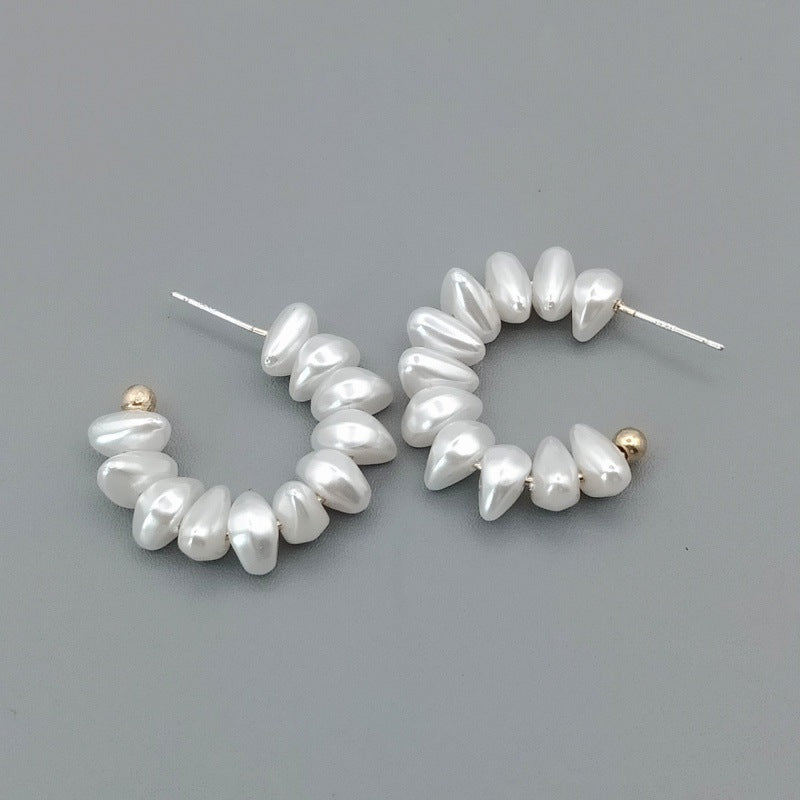 1 Pair Simple Style C Shape Plating Baroque Pearls 14k Gold Plated Ear Studs