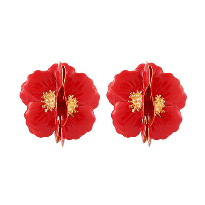 1 Pair Fashion Flower Metal Plating Women's Ear Studs