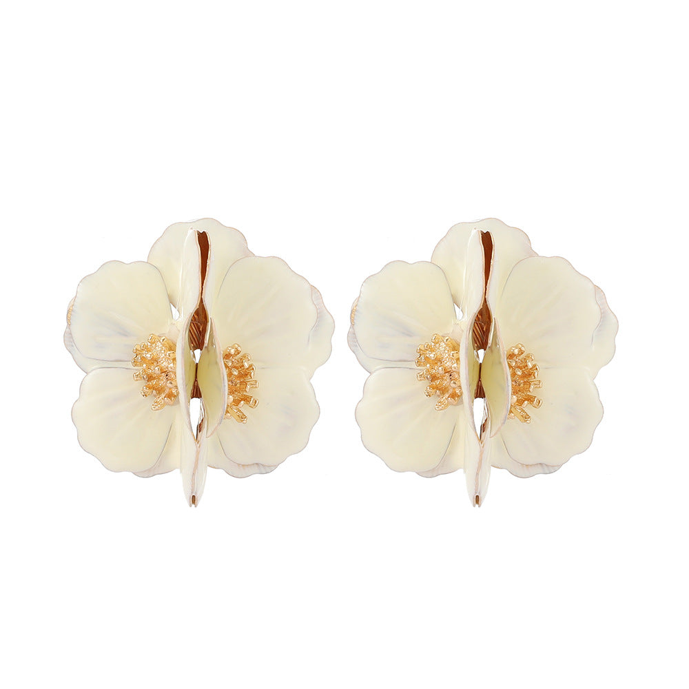 1 Pair Fashion Flower Metal Plating Women's Ear Studs