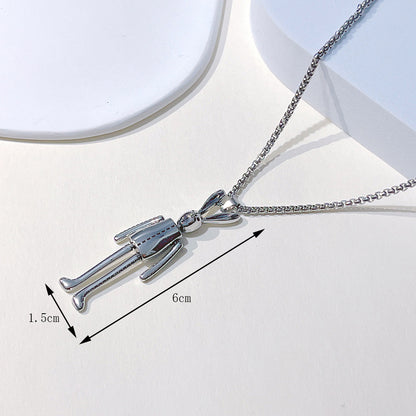 1 Piece Retro Rabbit Cross Bear Stainless Steel Alloy Inlay Turquoise Unisex Pendant Necklace