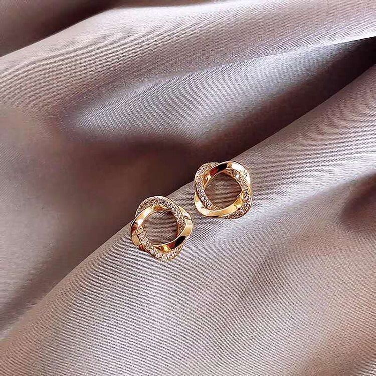 Simple Style Leaf Alloy Inlay Zircon Women's Earrings Ear Studs