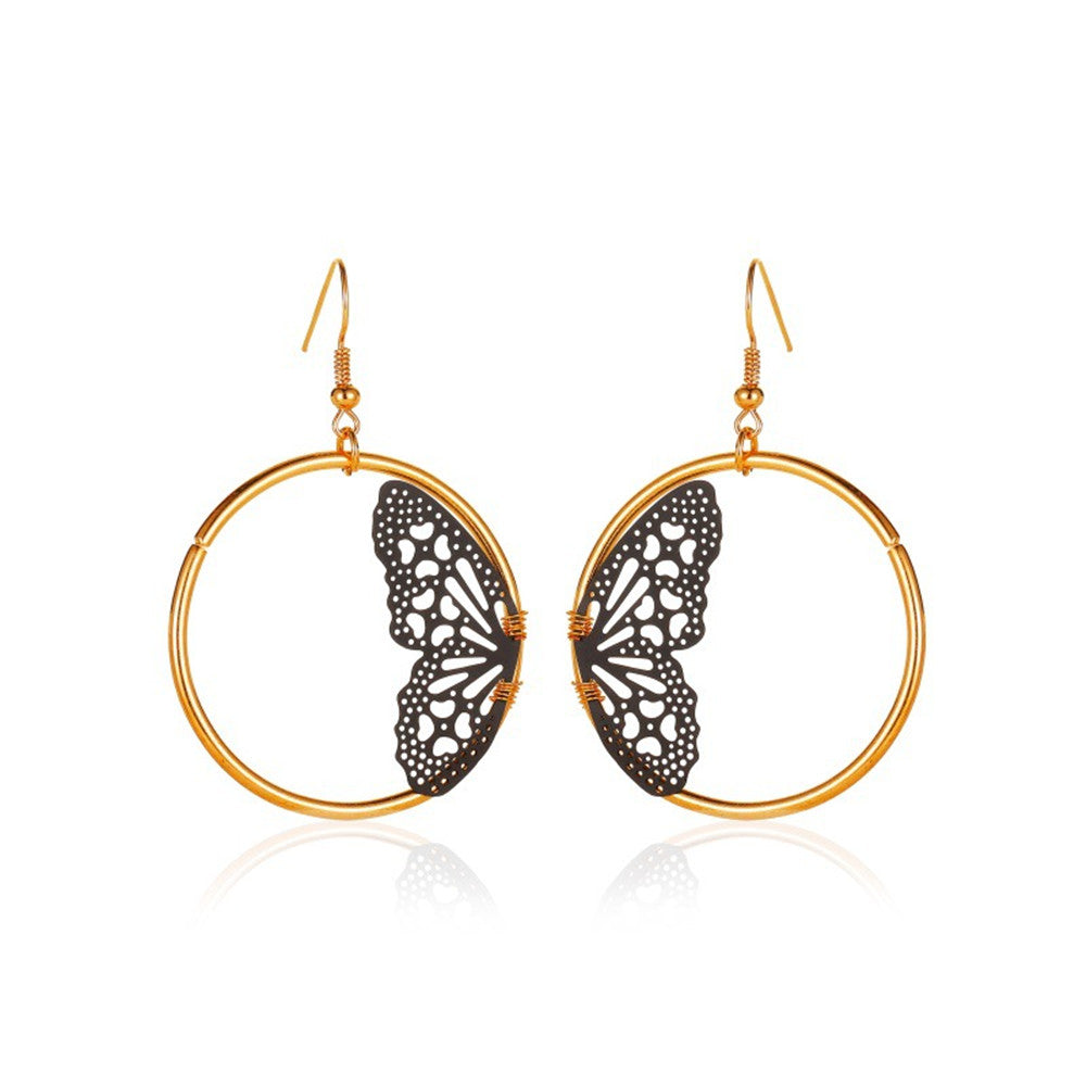 1 Pair Fashion Maple Leaf Snake Butterfly Metal Copper Inlay Zircon 18k Gold Plated Gold Plated Silver Plated Women's Drop Earrings Ear Studs