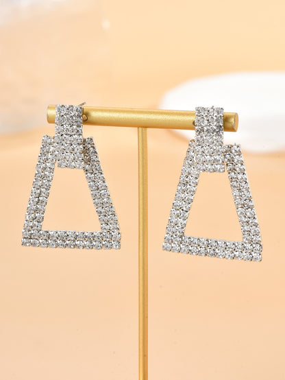 Wholesale Jewelry 1 Pair Fashion Trapezoid Alloy Rhinestones Drop Earrings