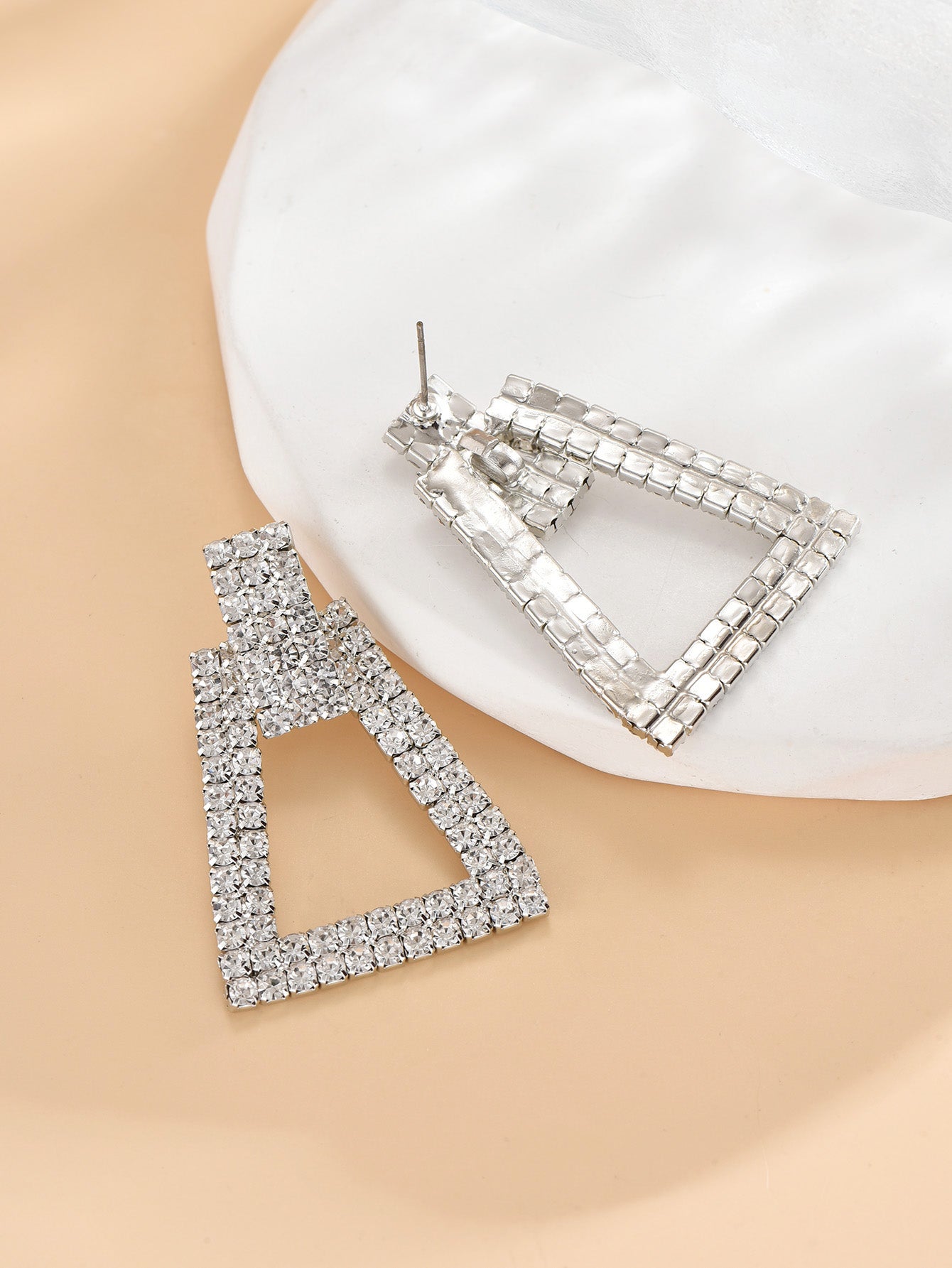 Wholesale Jewelry 1 Pair Fashion Trapezoid Alloy Rhinestones Drop Earrings