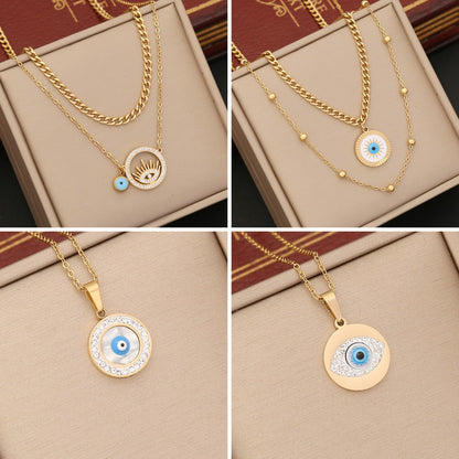 Eye Necklace Double-layer Chain Stainless Steel Clavicle Chain